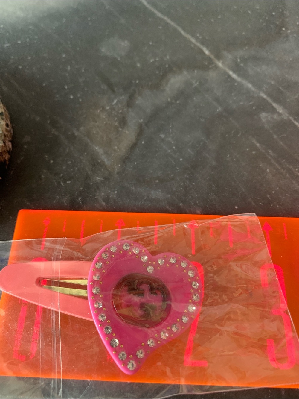 Pink Heart Rhinestone Snap Clip - Picture 4 of 4